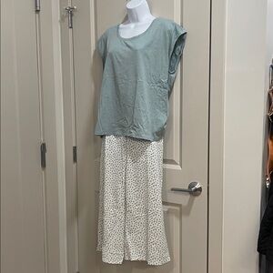 Splendid Green and White Pajama Set